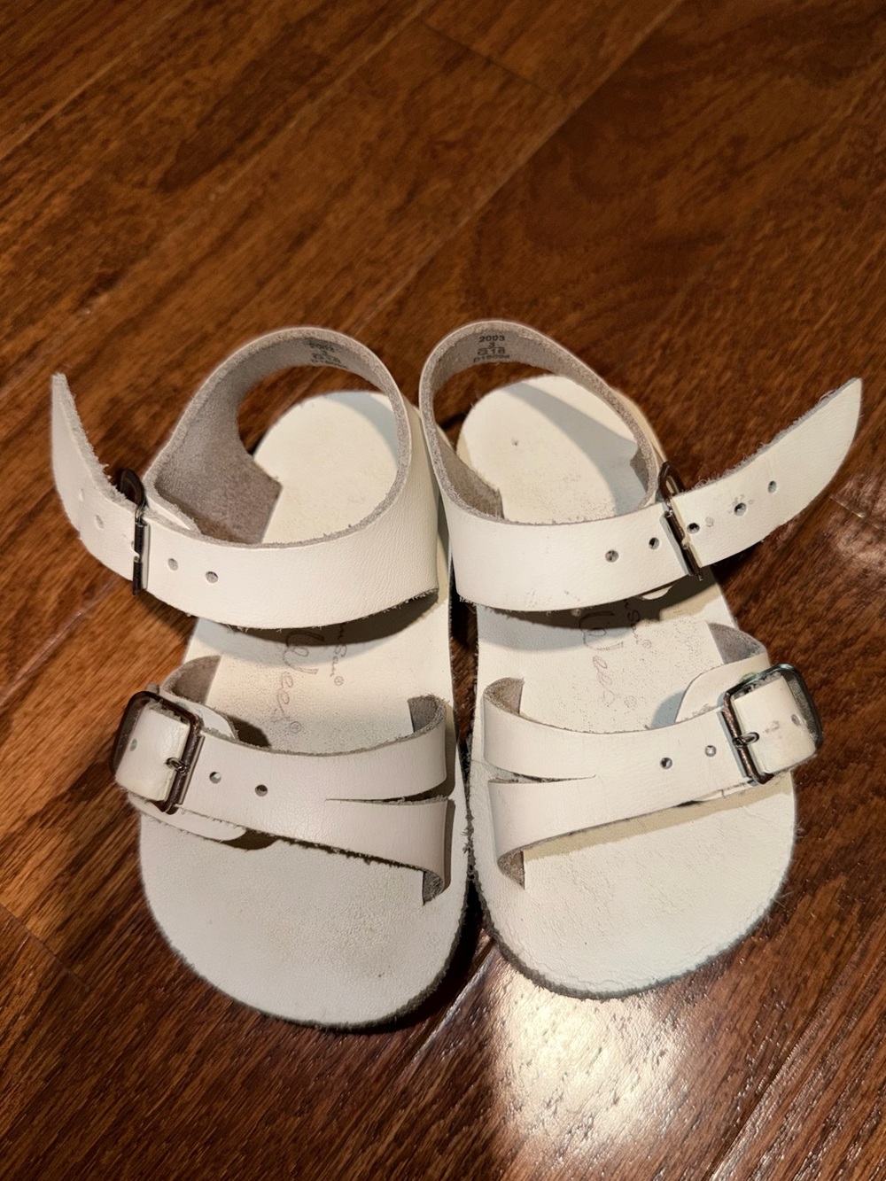 Sea Wees SunSan White Leather Kids Buckle Sandals